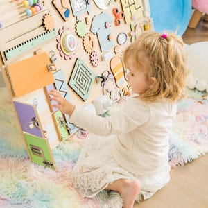 Sensory Panel, Wooden Toys, Busy Puzzle Name, Busy Boards, Busy Board for Toddler, Activity Montessori Board, Baby Busy Board, Latch Board