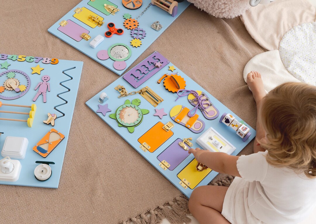 Toddler Busy Board 1 Year Old, Montessori Activity Sensory Boards ...