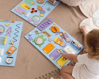 Toddler Busy Board 1 year old, Montessori Activity Sensory Boards, Personalized Best Christmas Gift for Kids
