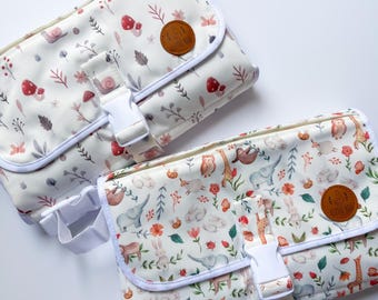 Portable Baby Changing Mat – Waterproof, Forest Mushroom or Safari Animals
