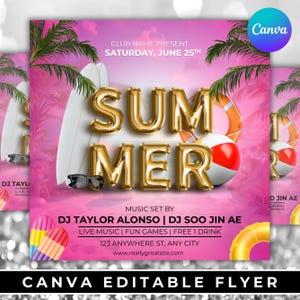 Sommerparty Flyer, DIY Flyer Vorlagendesign, Pool-Party einladen Flyer, Sommerpause Party Flyer, Sommer-Event-Flyer, Sommer-Instagram-Post