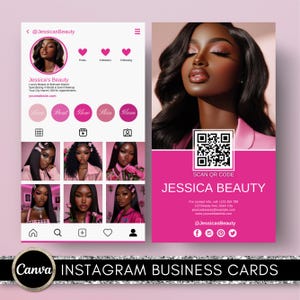 Biglietti da visita Instagram fai da te Biglietti da visita digitali Canva Modelli di bellezza Biglietti da visita IG Biglietti da visita rosa Biglietti da visita IG Influencer