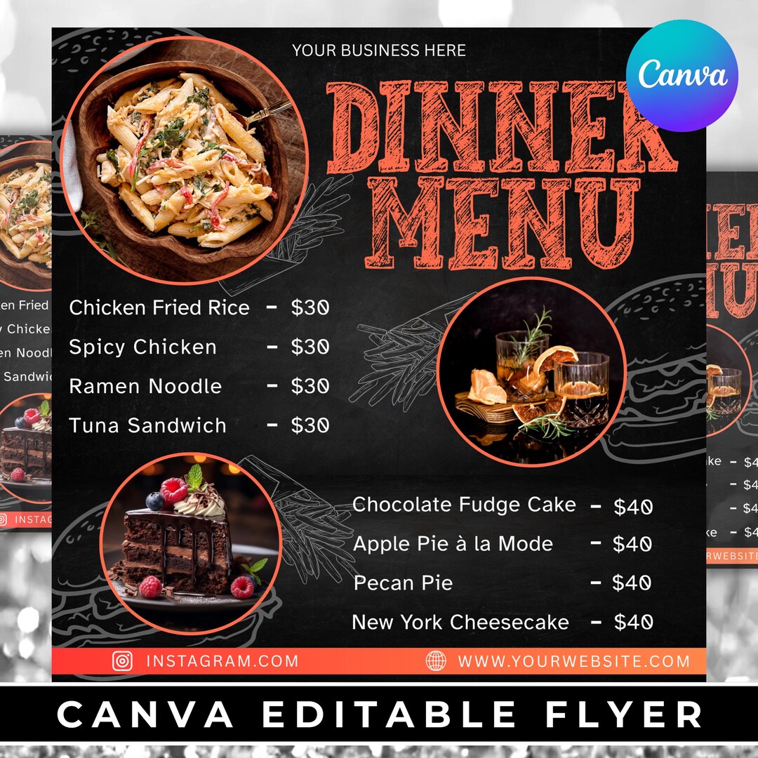 Dinner Specials Flyer Template: Editable Restaurant Menu Design (canva ...