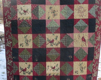 Cardinal Throw quilt Lap Handmade in Minnesota #23