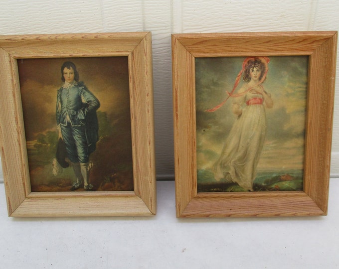 Pinkie Blue Boy Pictures English Vintage Framed Set Etsy