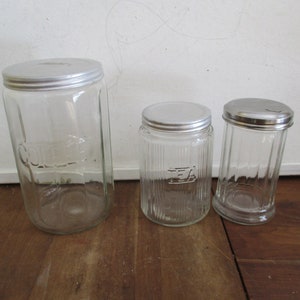 Coffee Tea Sugar Jars Clear Glass Storage Container Vintage CHOICE