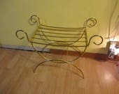 Vanity Bench Stool Gold Metal Hollywood Regency
