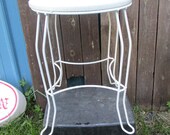 Vanity Stool White Metal Hollywood Regency Vintage seating
