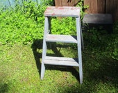 Wooden Step Ladder Weather folding plant stand shabby vintage wedding decor