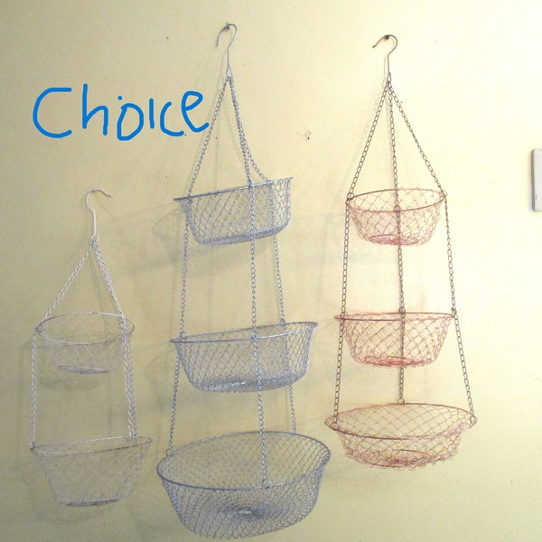 Wire Mesh Baskets 2 or 3 Tiered Hanging Vintage CHOICE