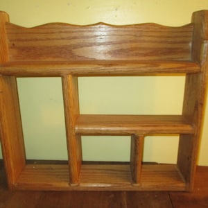 Oak Curio Display Shadow box shelf Vintage Collectible