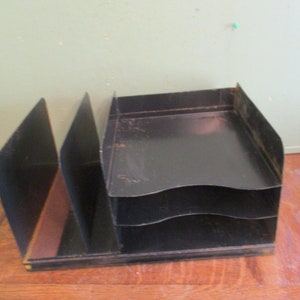 Filing Organizer Industrial Metal Office Storage Desk  Vintage