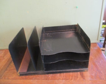 Filing Organizer Industrial Metal Office Storage Desk  Vintage
