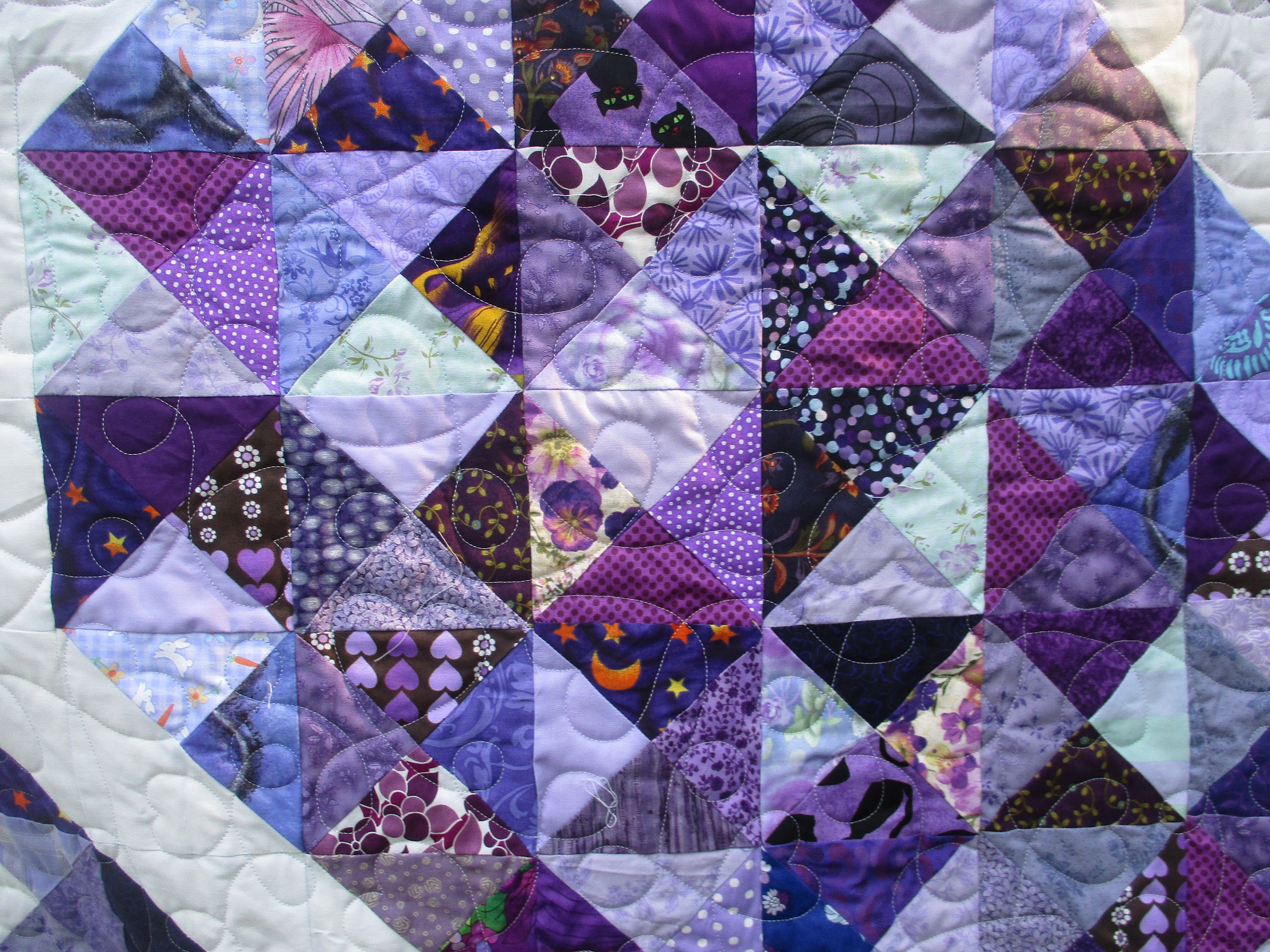 Purple Scrappy Heart Double Bed Quilt Full Size Bed Quilt 30 Etsy