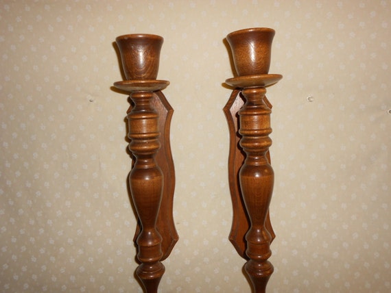 Home Interiors Vintage Wood Candlestick Wall Sconce Set Of 2