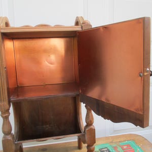 Tobacco Stand Copper inside Wood Vintage