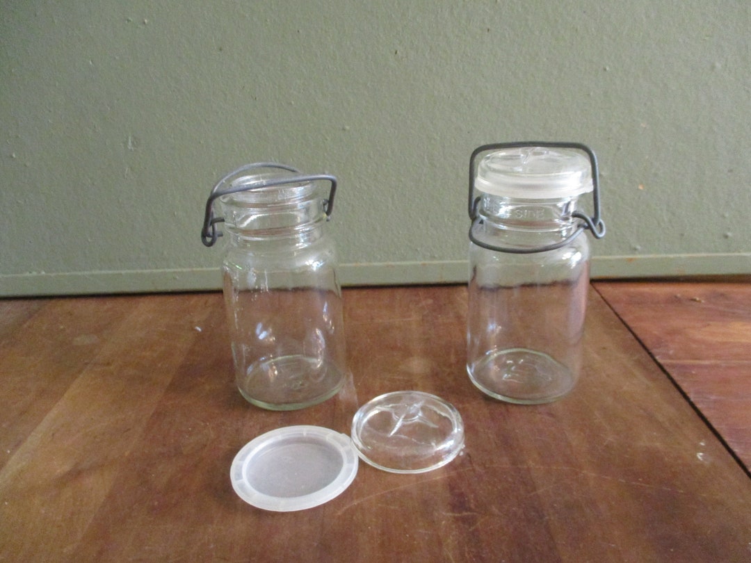 Jar Wire Bail and Glass Lid Vintage Set of 2 Etsy