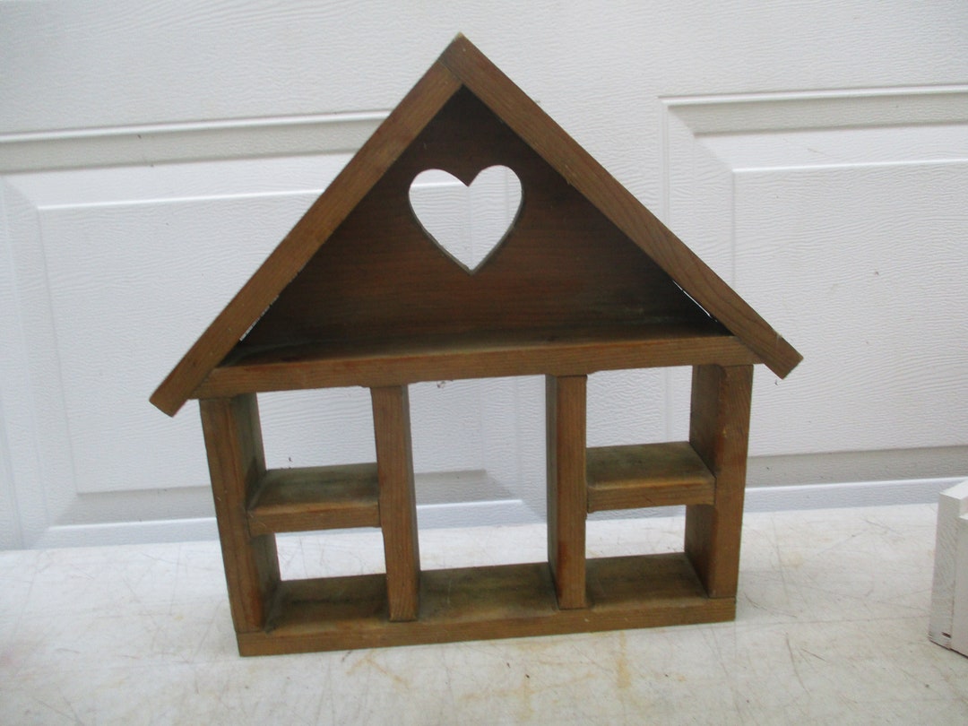 Curio Shadow Box Shelf Wood House Shape Vintage Display Etsy