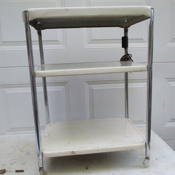 Cosco Kitchen Cart Vintage Rolling bar With Plug in Trolley  Metal  Shipped Unassembled