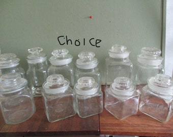 Glass Canisters Jars Apothecary  Vintage CHOICE