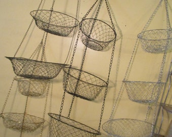 Wire Mesh Baskets 3 Tiered Hanging Vintage CHOICE