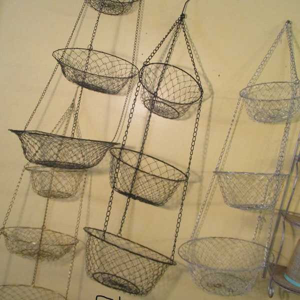 Wire Mesh Baskets 3 Tiered Hanging Vintage CHOICE