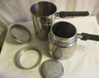 Long Handled coffee pot/Strainer Stainless Steel Vintage