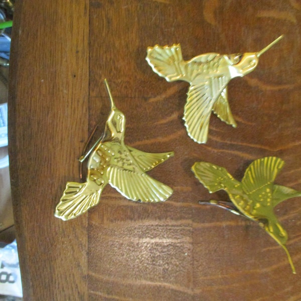 HummingBirds Gold Metal Wall Decor Art Projects Home Interiors set of 3