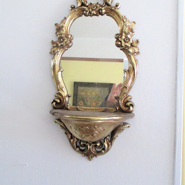 Mirror Shelf Gold Ornate Vintage Hollywood Regency