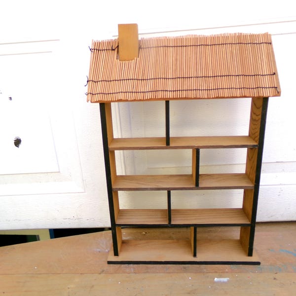 Curio Shadow box shelf Wood House Shape Vintage Display