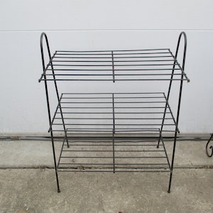 Metal Shelf Plant Stand Three Tiered Shelves Vintage Rusty Charm