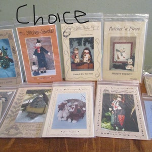 Snowmen Soft Sculpture patterns  New Old Stock Some Used CHOICE
