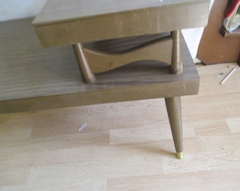 Step Side 2 Tiered Wood End Table Vintage Mid Century Modern