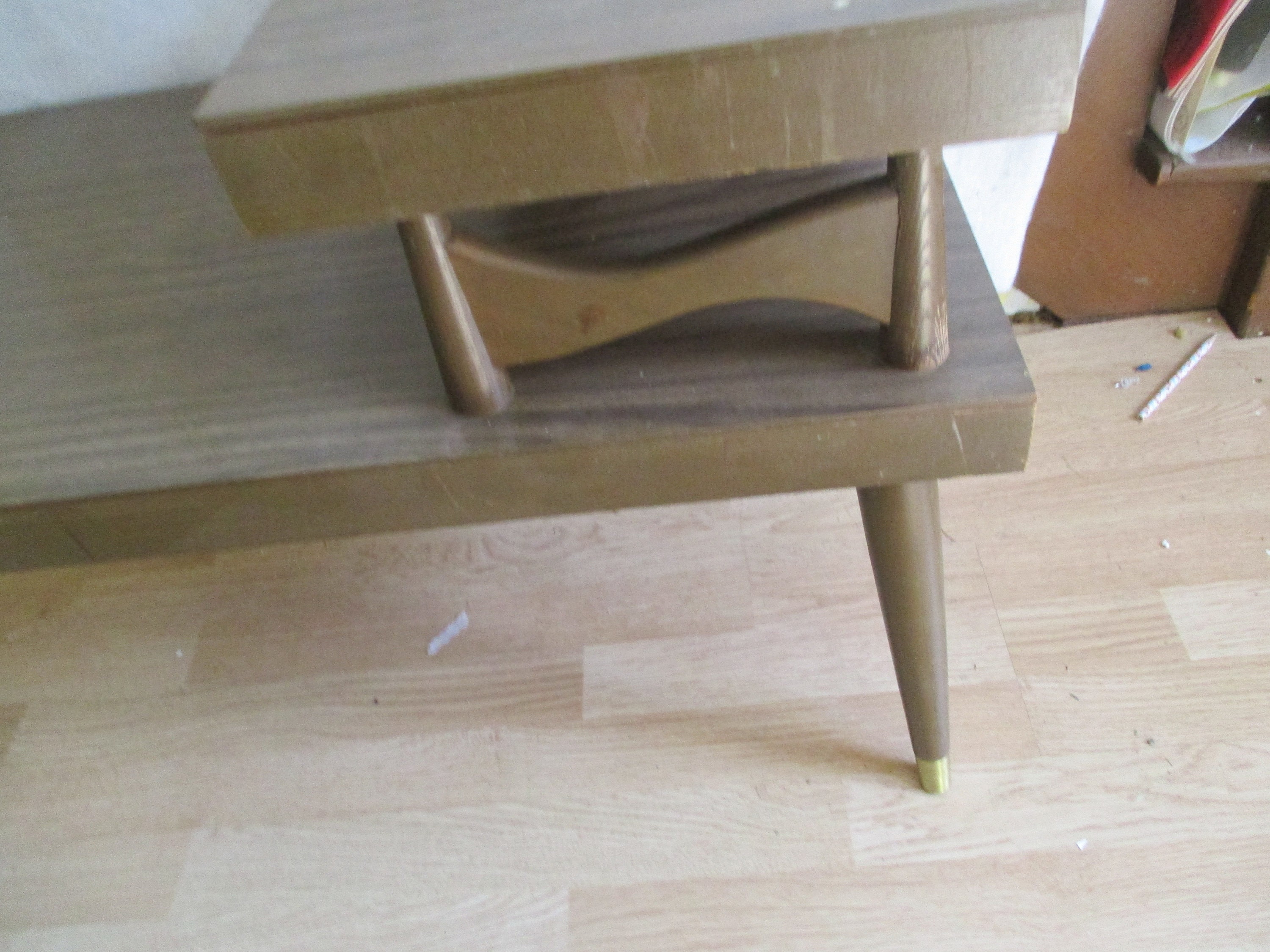 Step Side 2 Tiered Wood End Table Vintage Mid Century Modern