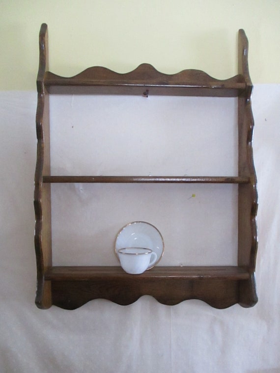 Curio Shelf Wall Mount Teacup And Saucer Plate Groove Collectible Display