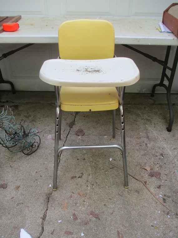 Cosco High Stool Chair Yellow Vintage Decor Etsy