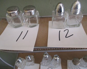 Salt and Pepper Shakers  Clear Glass Clear   Vintage CHOICE 11-12 & 4 LEFT