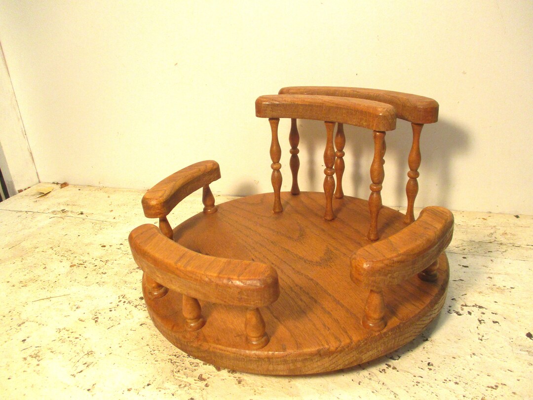 Lazy Susan Napkin Holder Vintage Turn Table Oak Etsy