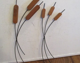 Cattails Wood and metal wall decor Cat tails set of2