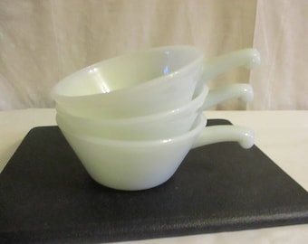 Milk Glass Handled Bowls Fire King Single Serve set of 3 Handled