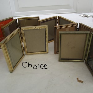 Bi Fold Gold Tone Picture Frames 3 1/4 x 4 1/4, glass Vintage Decor CHOICE