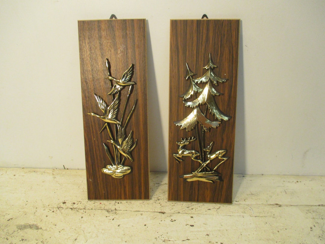Raised Wildlife Wall Hangings Art Deco Plaque Ducks or Deer Etsy