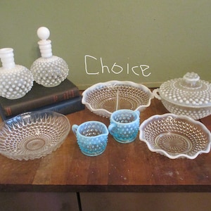 Fenton Hobnail Bowl or Cream and Sugar Opal Vintage Glass CHOICE