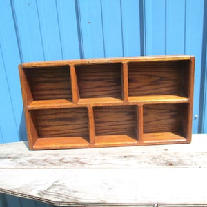 Oak Curio Display Shadow box shelf Vintage Collectible