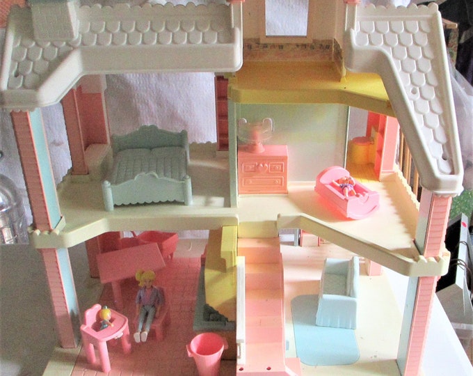 Playskool Victorian Dollhouse Two Story Furniture Dolls Plus Vintage