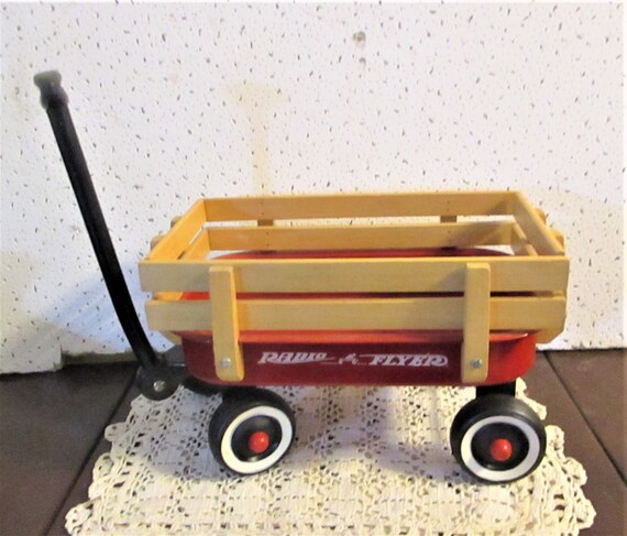 mini radio flyer wagon with wooden sides