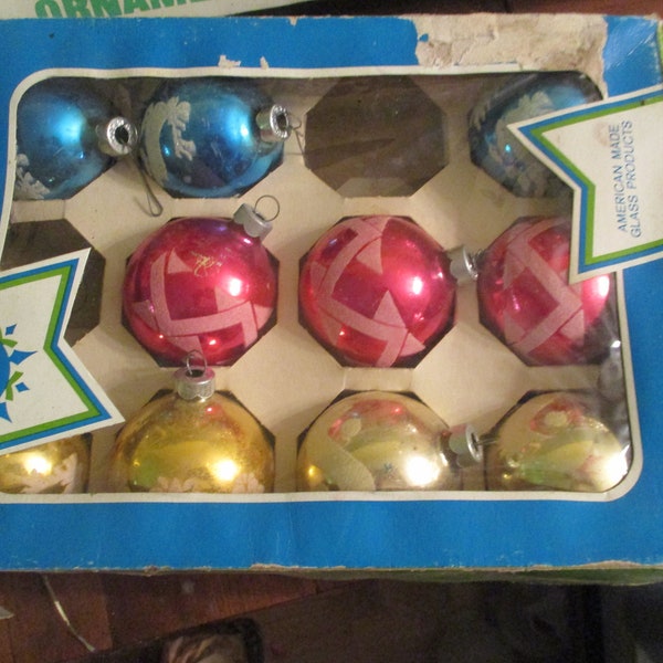 Glass Ornaments Vintage CHOICE Box