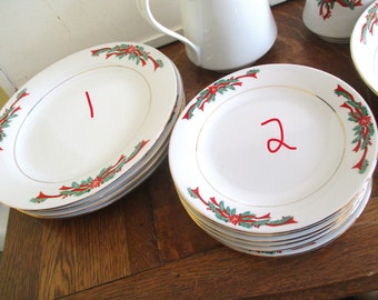 Fairfield Poinsettia Ribbon Holiday Dinner Replacement Vintage CHOICE #2 & #6 left