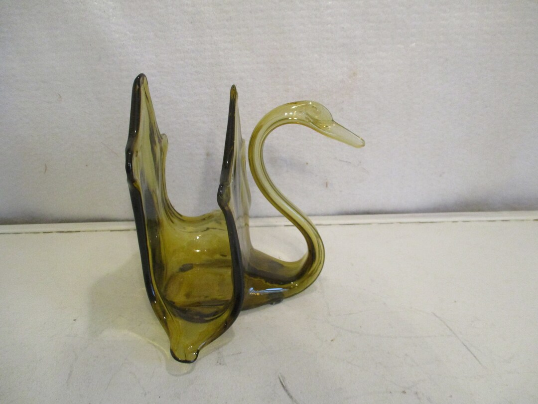 Swan Hand Blown Napkin Holder Vintage Murano Glass Etsy