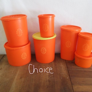 Vintage Set of 2 Tupperware Canisters, Lids 8 Cup Capacity, Orange, 1204  Shallow Container, Food, Pantry, Storage, Sugar, Flour, Coffee 